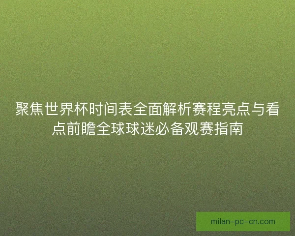 聚焦世界杯时间表全面解析赛程亮点与看点前瞻全球球迷必备观赛指南